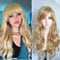 YEESHEDO Blond Cosplay Perücke für Frauen Langes Gewelltes Haar Synthetische Perücken mit Pony für Halloween Party Kostüm Anime 28 Zoll 70 cm