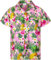 King Kameha Funky Chemise-Hawaienne, Manche-Courte, Pineapple-Flowers, Rose-Clair, XXL