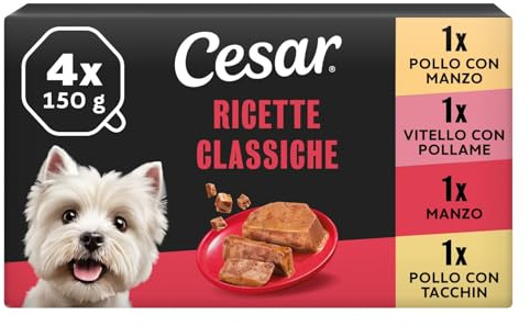 Cesar Klassische Rezepte Hundefutter, Verschiedene Auswahl, 150 g, 24 Schalen - 3600 g