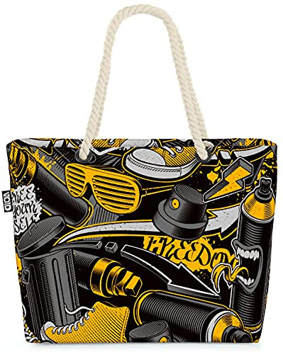 VOID Graffiti Street Art Wand Strandtasche Shopper 58x38x16cm 23L XXL Einkaufstasche Tasche Reisetasche Beach Bag