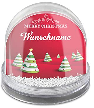 printplanet® - Schneekugel mit eigenen Namen Personalisieren - Motiv: Weihnachtsbäume