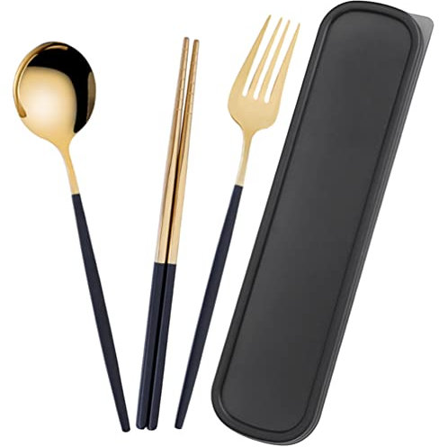 BESTonZON 1 Set Posate in Acciaio Inossidabile Stoviglie da Viaggio Stoviglie per Uso Esterno Kit di Ornamenti Utensili da Viaggio con Custodia Abito Viaggiare necessità Portatile