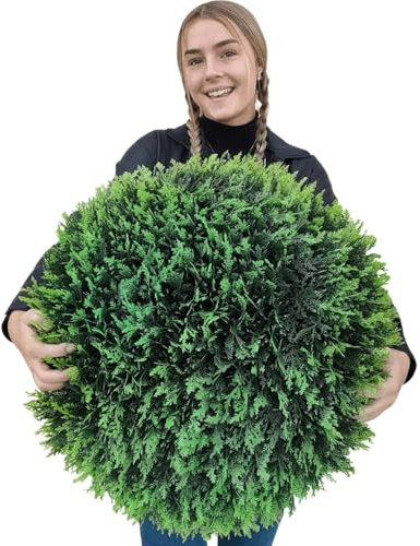 365 Curb Appeal - 23 XL Cedar (Cypress) Topiary Ball | Artificial Mum Spheres | Garden Spheres | Outdoor Topiary Ball | Decorative Topiary Balls for Wedding | Green Topiary Balls Decor | UV Protected