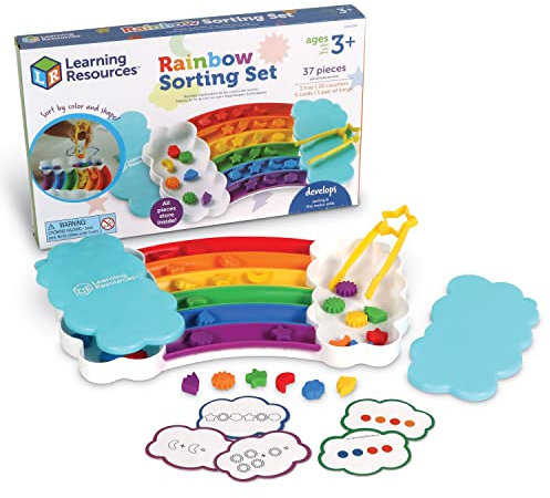 Learning Resources Set de clasificación de los Colores del arcoíris, motricidad Fina, Juguetes didácticos para niños pequeños, Juguetes didácticos y educativos, Bandeja sensorial, 3+