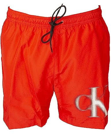 Calvin Klein CK Sea Boxer Swimming Pool Herren Bademode mit aufgedrucktem Logo Artikel KM0KM00800 MEDIUM Drawstring, XNE Cajun red, L