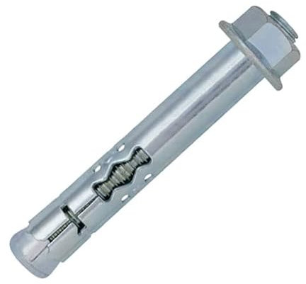 10 mm X 50 mm Ancrage à douille avec écrou hexagonal, vis d'expansion avec goujon fileté, cheville murale en métal expansible, ancrages à coin pré-assemblés pour béton, mur de briques (5 pcs)