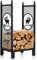 Todeco Kaminholzregal Metall 40x30x80 cm, Elch-Motiv Brennholzregal Kaminholzregal Stapelhilfe Innen und Aussen
