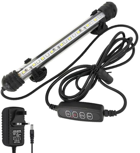 LED Aquarium Lights with Timer, Underwater Fish Tank Lights IP68 Waterproof Submersible Dimmable Tank Aquarium Lamp, Blue White, 15 inch