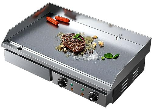 RUYICZB Plancha Cocina Industrial INOX Hostelería, 2 Zonas De Cocción Plancha Eléctrica Profesional para Bar Y Restaurante 2 Controles De Temperatura Independientes De 50°C A 300°C
