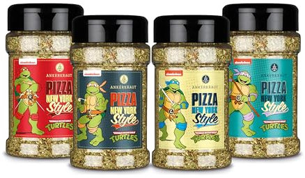 Ankerkraut Ninja Turtles Gewürz-Set, 4x Pizza New York Style, Special Edition Donnie, Mikey, Leo und Raph, Pizza Gewürz, italienische Pizza würzen