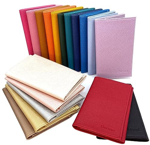 Charmoni - Etui Pochette Porte Papier Voiture 3 Plis - Pochette Carte Grise permis de Conduire pièce d'identité Assurance - Cuir Vachette - 9 cm X 14,5 cm (Blanc Pearl)