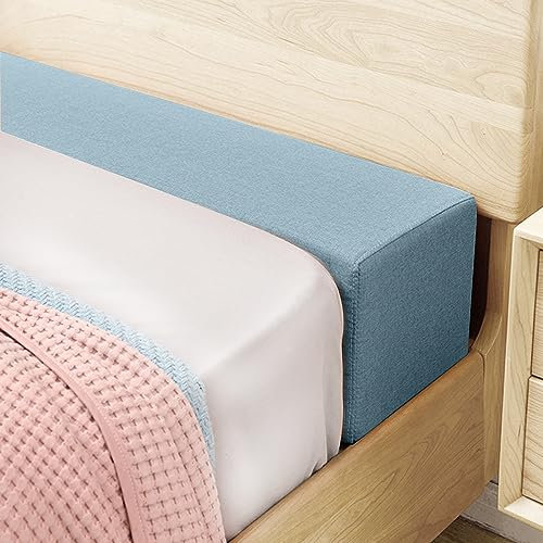 Matratzenkeil, zum Füllen der Lücke zwischen Matratze und Kopfteil/Wand/Bett, Liebesbrücke für Matratzen für alle gängigen Matratzen, Hochdichter Schwamm mit abnehmbarem Bezug(90x15x20cm-grau Blau)