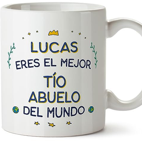 MUGFFINS Tazas Personalizadas para TÍO ABUELO - En Español - Mejor del Mundo - 11 oz / 330 ml - Regalo personalizable original y divertido