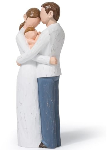 Family of 3 Figurines, Collectible Figurines, Mother Father Sculpted Hand-Painted Statue, Figure Gifts for Birthdays, Anniversary, Thanksgiving and Christmas.