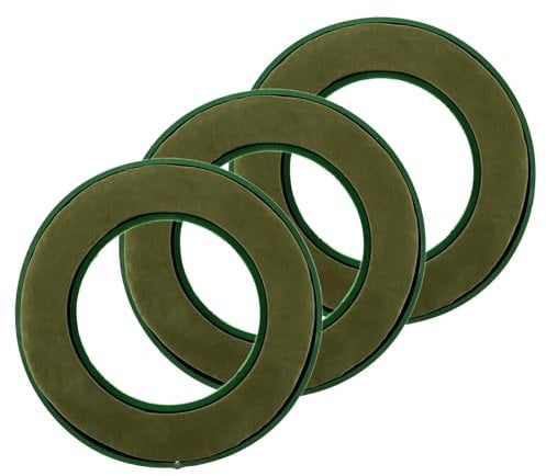 FWEEK 3 Stücke Steckschwamm Kranz Rund, Steckschaum Kranz 30cm, Blumensteckschaum Ringe, Nasssteckschaum Set Steckmoos mit Auffangschale, Steckschwamm zum Basteln für Feiern, Hochzeit, Geschenke