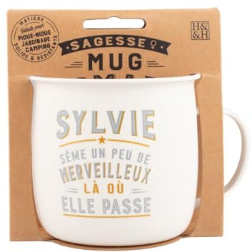 Mug Nomade - Mug à thé et café personnalisé Sylvie - Cadeau pour Femme, Couleurs Pastel.