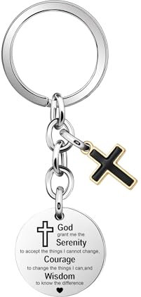 COEROW Porte-clés en relief religieux pour elle - Croix dorée - Cadeau chrétien assorti pour femmes et filles - Cadeau inspirant pour elle Noël, Argenté.