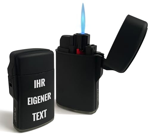 printplanet - Jet-Flame Sturmfeuerzeug mit eigenem Namen oder Text Personalisieren - Einseitig Bedruck - Layout: 3 Textzeilen
