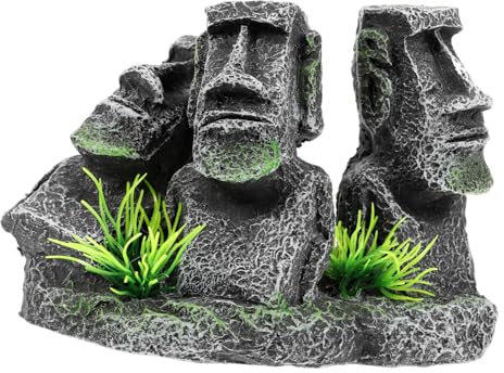BUGUUYO Aquarium Deko Moai Statue Aquarium Ornament Moai Figur für Aquarien Antike Ostern Moai Deko für Fischbecken Langlebig und Sicher für Sü Wasser und Meerwasser