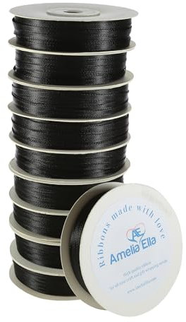 AE Amelia Ella Doppelseitiges Satinband, 500 m x 3 mm breit, 10 x 50 m Spulen, für Kunsthandwerk, Geschenkverpackungen, Nähen, Verzierungen