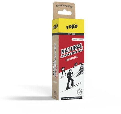 TOKO Natural Performance Wax - Heißwachs für Ski & Snowboard - Biologisch abbaubar PFC-frei Schweizer Technologie - 120 Gramm Rot - Racing & Training