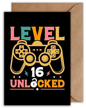 WBdesignz Gaming Geburtstagskarte mit Umschlag - 16. Geburtstag Geschenkkarte Happy Birthday - 16ter Geburtstag (DIN A6)