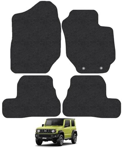 Suzuki Jimny (2018+) Car Mats Accessories Tailored Fit Carpet Floor Mats Non Slip Black Trim Full Coverage Compatible Accessory Front Rear Set Anti Slip Granulated Backing Hand-Finished Clips