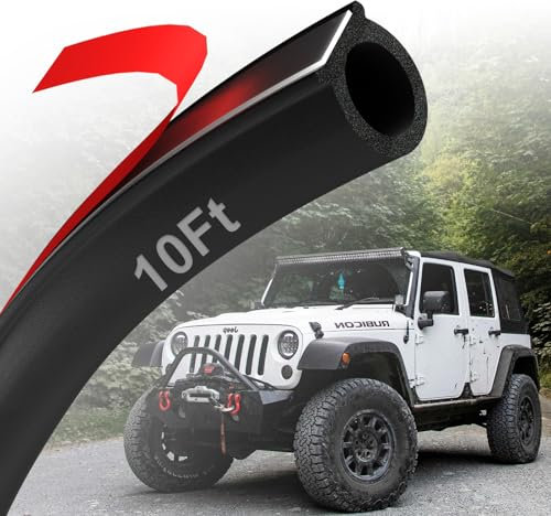 Jobon Car Door Seal Automotive Weather Stripping, Self Adhesive Rubber Seal Strip, D-Shape Car Door Soundproofing Weatherstripping, Car Door Rubber Sealing Strip for Truck Hood (19*19mm, 300CM/10Ft)