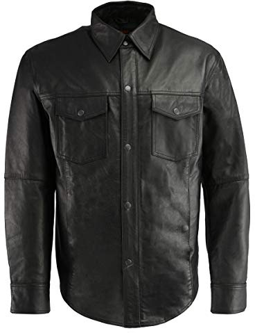 Milwaukee Leather Men's Premium Leather Casual Lightweight Biker Style Shirt - XL