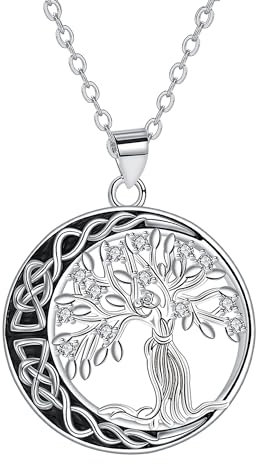 Arrebol Collier Arbre de Vie Femme Argent Sterling 925 Collier Noeud Celtique pour Femmes Sœur Originaux Cadeaux - Réglable (45cm+5)