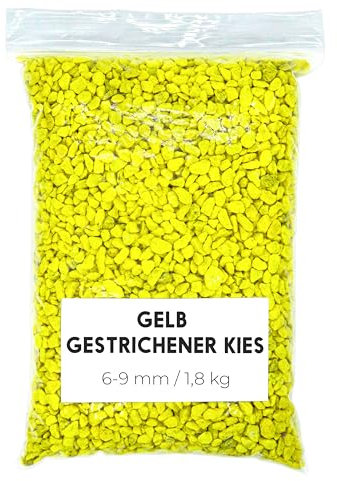 Landare Gravier Coloré Jaune 1,8Kg - Pierres de Couleur - Gravier - Gravier Decoratif - Gravier pour Vases et Pots (6-9 mm) (Jaune)