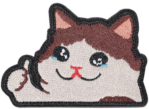 AOZUO Patch Brodé En Forme De Chat Amusant Qui Pleure Accessoires De Bricolage Avec Crochet Au Dos Pour Sacs À Dos Tactiques Harnais Gilets Sacs De Sport Chapeaux Et Casques