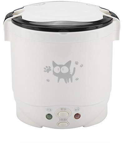 Olla Arrocera para Coche, Olla Arrocera de 12 V, Mini Olla Arrocera Eléctrica Pequeña y Vaporizadora de 1 L para Autocaravana, Camión, 2 Personas (WHITE)