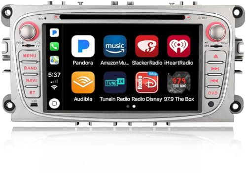 Erisin 8-Kern 4GB+64GB Android 14 Autoradio 2 Din mit GPS Navi für Ford Focus Mondeo S-Max C-Max Galaxy Unterstützt Bluetooth 5.0 CarPlay Android Auto DSP WiFi DAB+ RDS SWC DVD USB