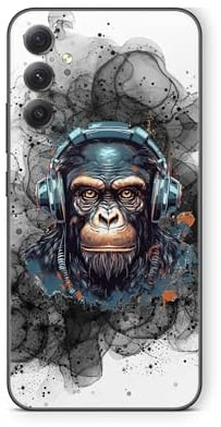 Skins4u Schutzfolie Aufkleber Skin kompatibel mit Samsung Galaxy A72 Kratzerschutz Skins Vinyl Folie Rückseite Black Smoke Monkey