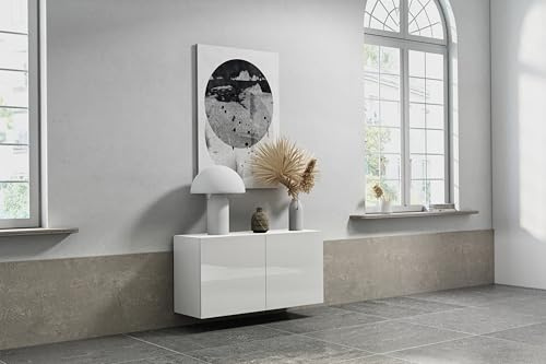 Wuun® Somero Sideboard Highboard SDF5 / 120cm B:(1x120) H:60cm T:40cm II Weiß-Matt/Weiß-Hochglanz