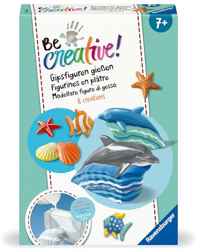 Ravensburger BeCreative Gipsgießen Delphin - Bastelset für Kinder ab 7 Jahren, Gipsfiguren gießen und bemalen für Mädchen und Jungen - 25535 - Geburtstagsgeschenke, Deko selber basteln