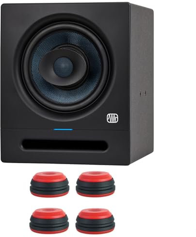 PreSonus Eris Pro 8 Aktiver Studio-Monitor Lautsprecher mit keepdrum Boxenfüße Rot