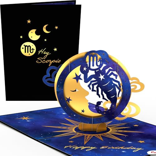 Lovepop® Geburtstagskarte Sternzeichen Skorpion 24.10-22.11 3D Pop-Up Karte zum Geburtstag mit Goldeffekten, Premium-Umschlag & Versteckfach für Geldgeschenke zodiac sign card