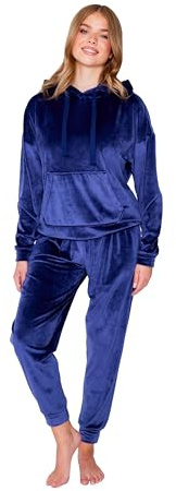 TURTLE Women’s Hooded Fleece Pyjamas Set – Fluffy Velour Loungewear Tracksuit, Soft Warm Hoodie & Joggers, Cosy Winter Nightwear