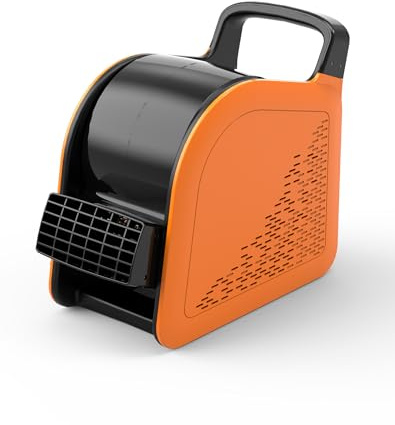 Gebläse Ventilator zum Trocknen Kühlen und Lüften Air Mover für Haus Garage Werkstatt und Baustelle Einsatz Air Mover Gebläse Ventilator mit 185° Drehung, 3 Geschwindigkeiten, 2 AC-Ausgänge, Orange