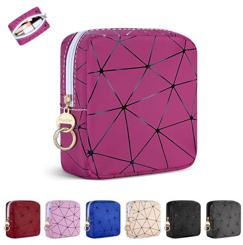 Trousse Donna Trucchi Ragazza Piccola Pochette Porta Trucchi da Borsa Beauty Case Piccolo da Viaggio in Pelle PU per Organiser Cosmetica Trucco Mini Borsetta Portatile Idee Regalo Compleanno(Rosa)