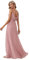 Ever-Pretty Robe de Soirée Femme Longue A Line Col V à Bretelles Mousseline de Soie Sexy Rose Poussiéreuse 46