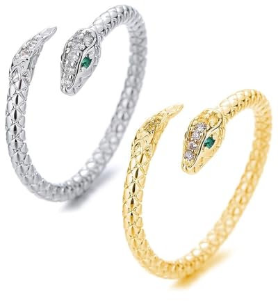 MYGLOAR Anelli, anello regolabile da donna in argento 925 a forma di serpente, anelli impilabili per il pollice, fedi nuziali, anelli di fidanzamento in argento 925, oro rosa per donna, anelli in oro