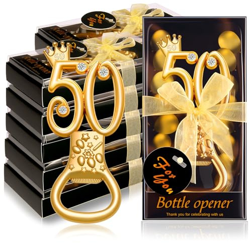 Flaschenöffner zum 50. Geburtstag, 50 Stück, Schwarz und Gold, Flaschenöffner, Hochzeitstage, Souvenirs für Gäste, Hochzeit, Rückgabe, Geschenk, Themendekoration, Partyzubehör (50. Geburtstag)