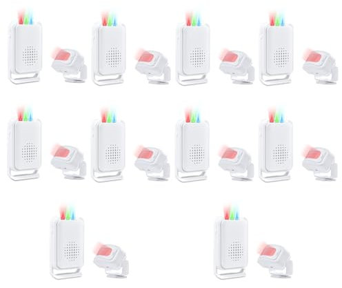NineLeaf Wireless Motion Sensor Door Chime, Motion Sensor Doorbell, 918ft Long Range, Anti-the, 4-color LED light, 17 Music 5 Volume Levels, Easy Installation, for Shops, Offices,Home,10PK