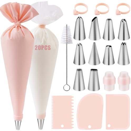 Beccucci Sac a Poche 40 Pcs, Nifogo Sacca a Poche per Dolci, Kit Pasticceria, set pasticceria, Kit per Torte