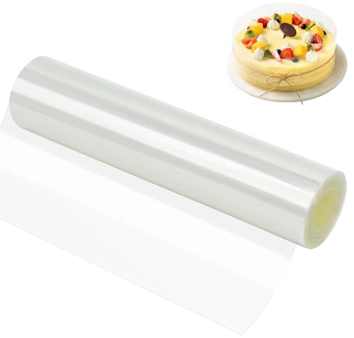 Forbabe Tortenrandfolie 20cm Hoch x 10m, Transparent PET Tortenfolie | Wiederverwendbar Tortenring Folie Torten Folie Rolle für Herstellung von Kuchen Mousse Gebäck Schokolade Dessertringe
