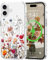 L-FADNUT Magnetic for iPhone 16 Plus Case, Compatible with Magsafe Floral Pattern Design Phone Case, Girly Flower Slim Clear Bumper Shockproof Cover for iPhone 16 Plus, Red