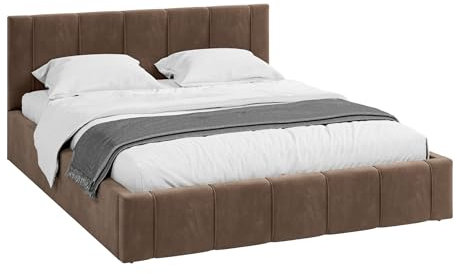 FDM Bett Florida 180x200 cm mit Lattenrost Stauraum Doppelbett Samt Trinity braun Bettkasten